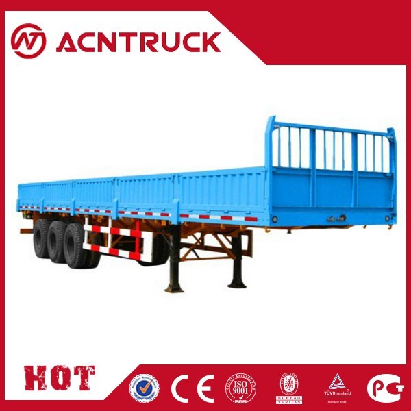 Cimc 3 Axles Flatbed Trailer with Side Wall