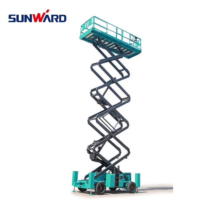
                Sunward Autopropulsado eléctrico elevador de tijera de trabajos aéreos plataforma elevadora de tijera de accionamiento hidráulico
            