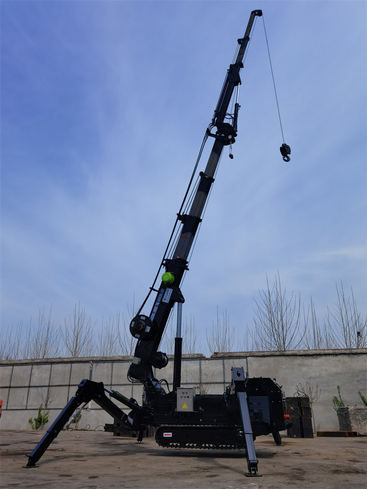 1 Tonne 3 Tonne 5 Tonne Compact Easy to Operate Mini Spider Crane Short Outriggers Lifting at 90 Degrees