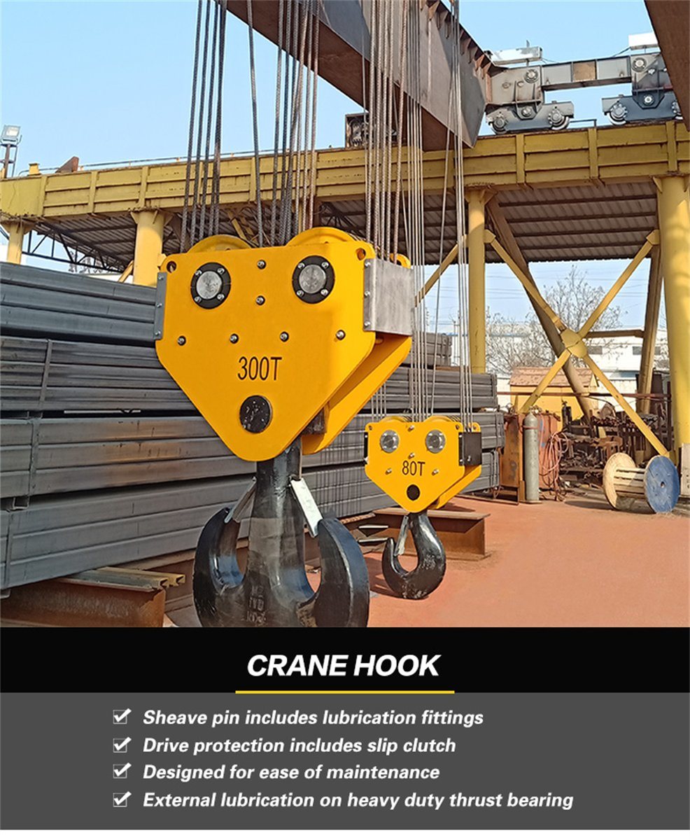 13000 Lbs 150 Ton Heavy Duty Crane Lifting Hook Material Rotating Hook with Latch for Sale