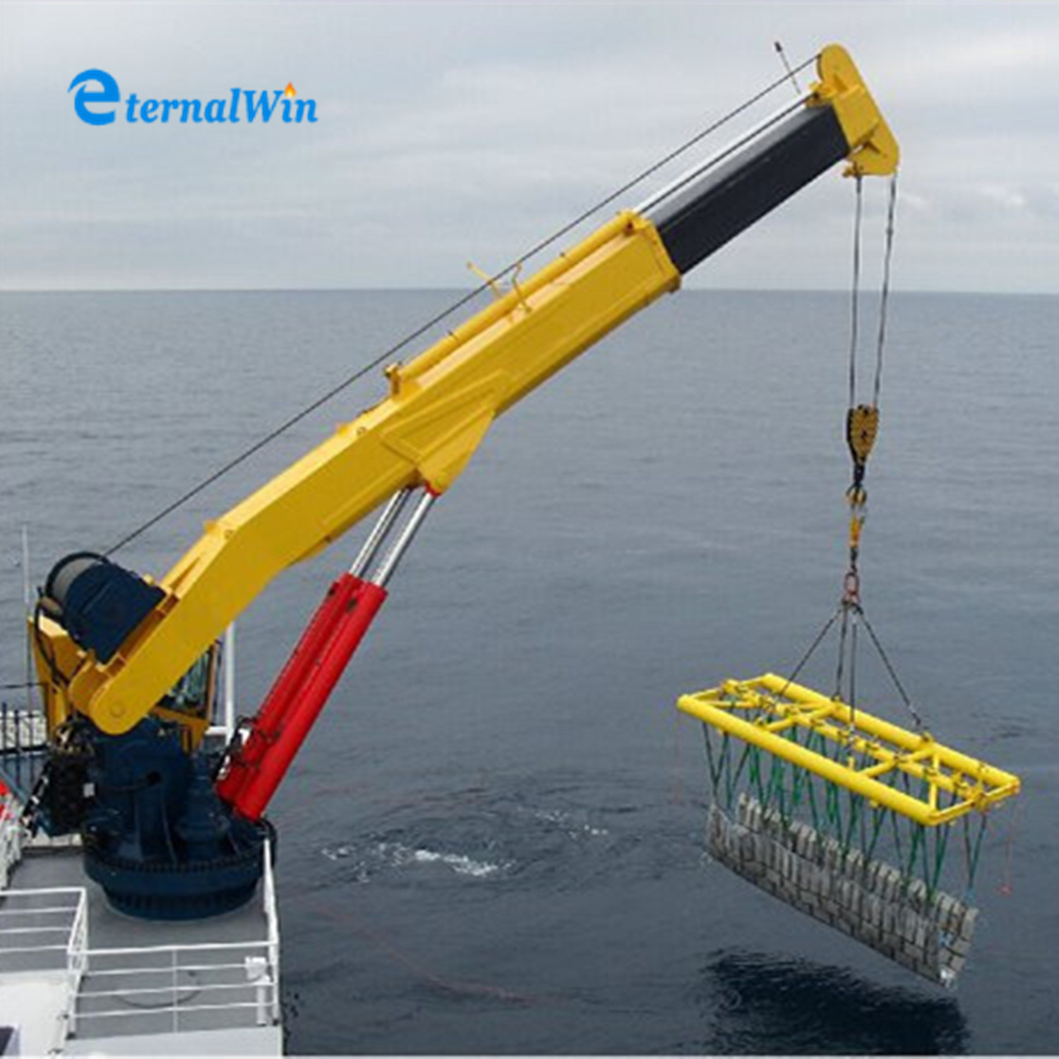 2-25ton Port Used Hydraulic Straight Stiff Boom Deck Mounted Folding Arm Marine Ship Crane for Sale