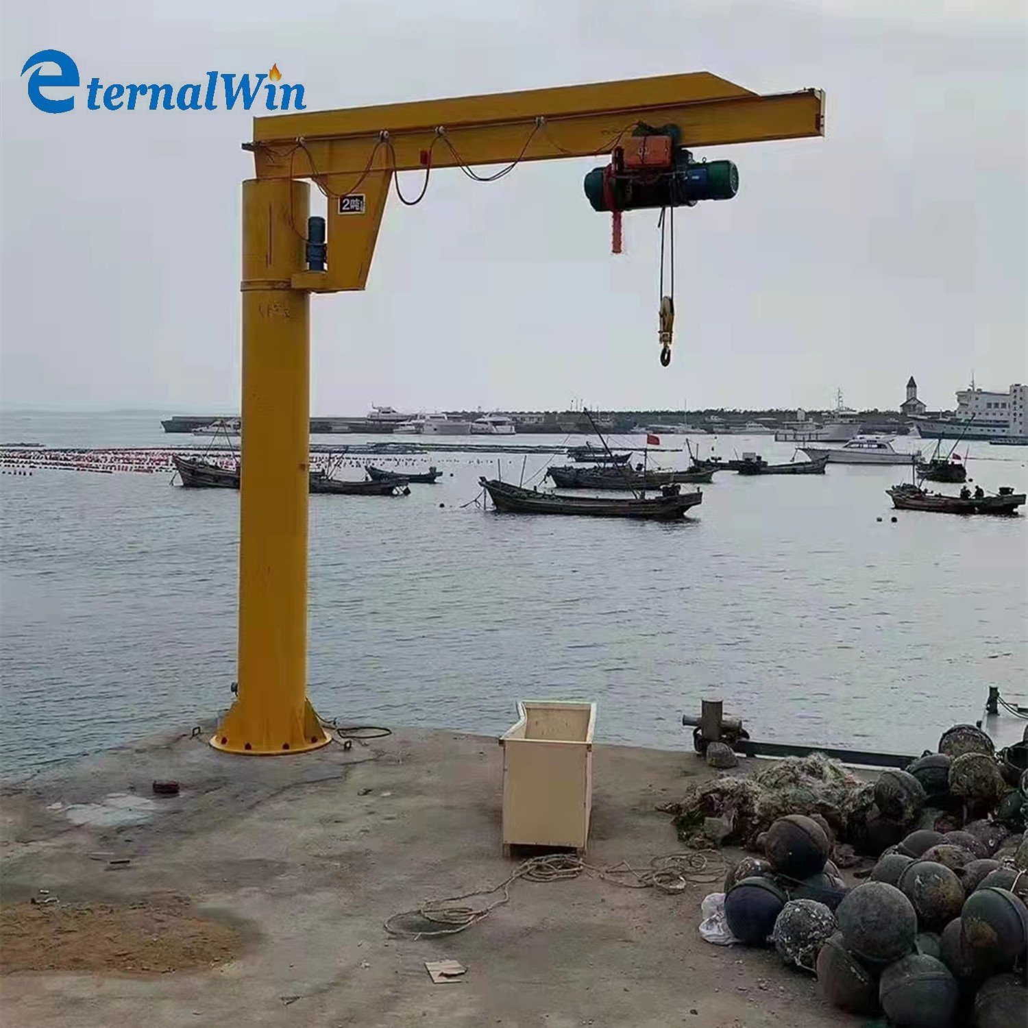360 Rotated Foundation Mounted Cantilever Column Fixed Swing Slewing Pillar Jib Crane for Mill Workshop Warehouse Construction Lifting