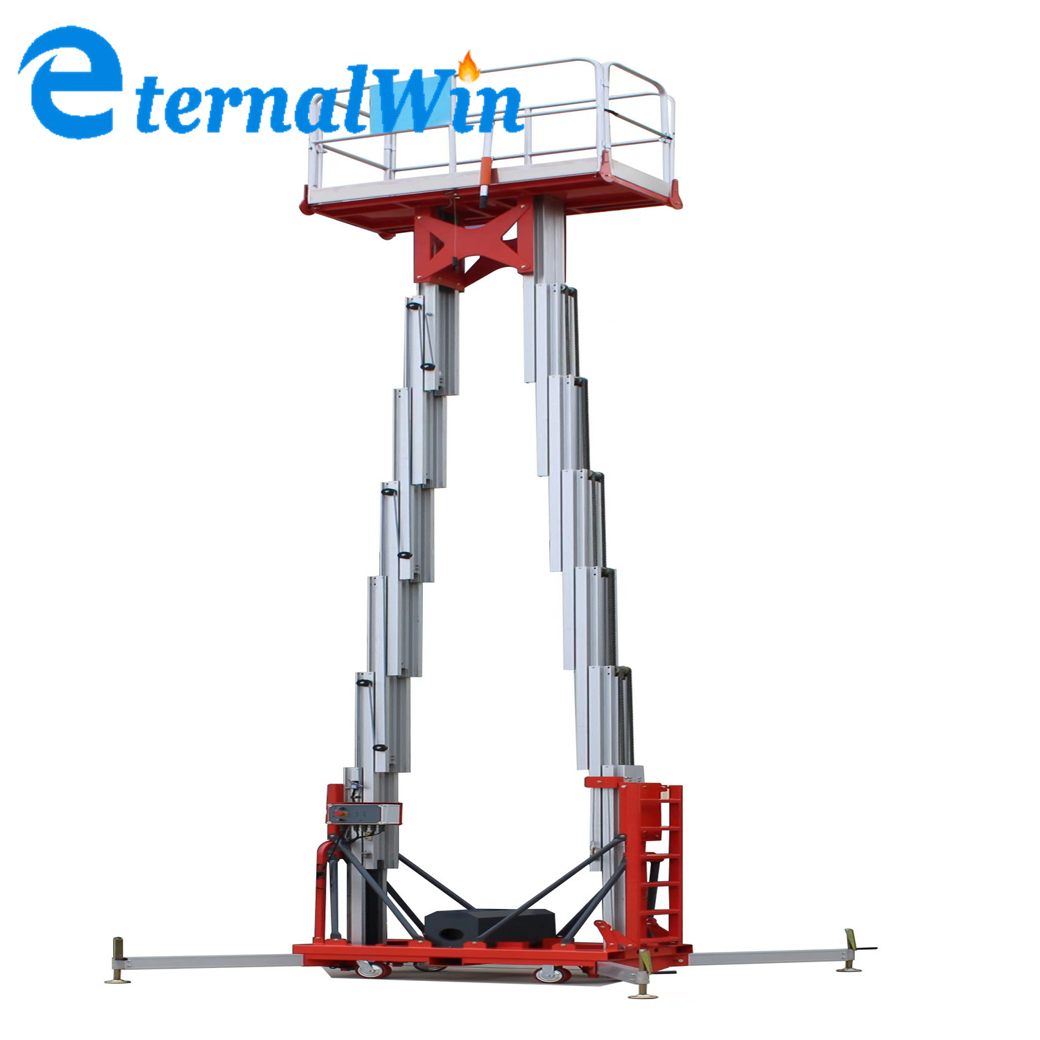 8m 10m 12m 14m AC or Battery Mobile Aerial Lift Platform Double Mast Aerial Work Platform Vertical Mast Lift with Bucket