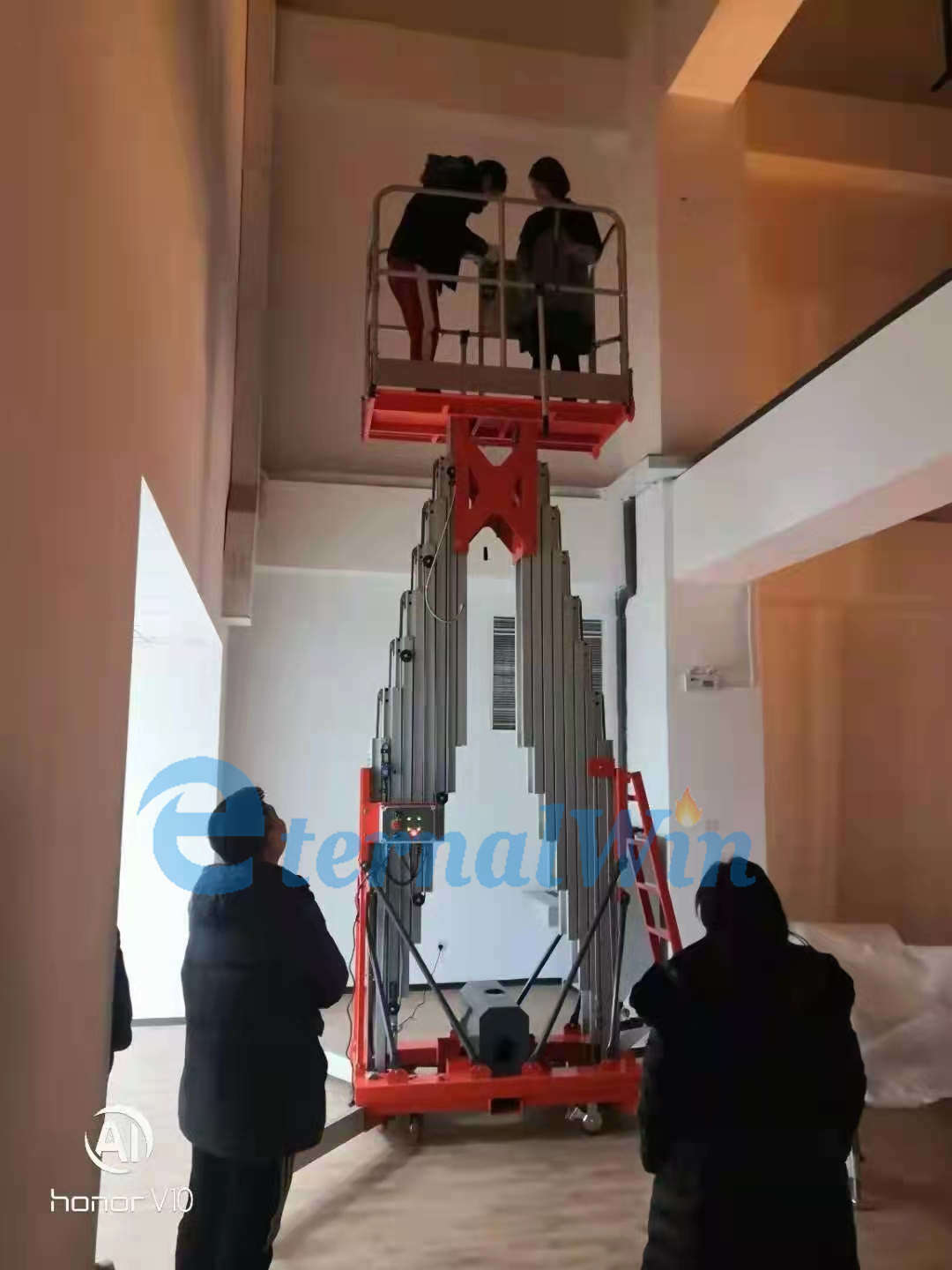 Adjustable Height Electric Aluminum Ladder Lifter Hydraulic One Man Single Mast Aerial Work Lift Platform Ladder