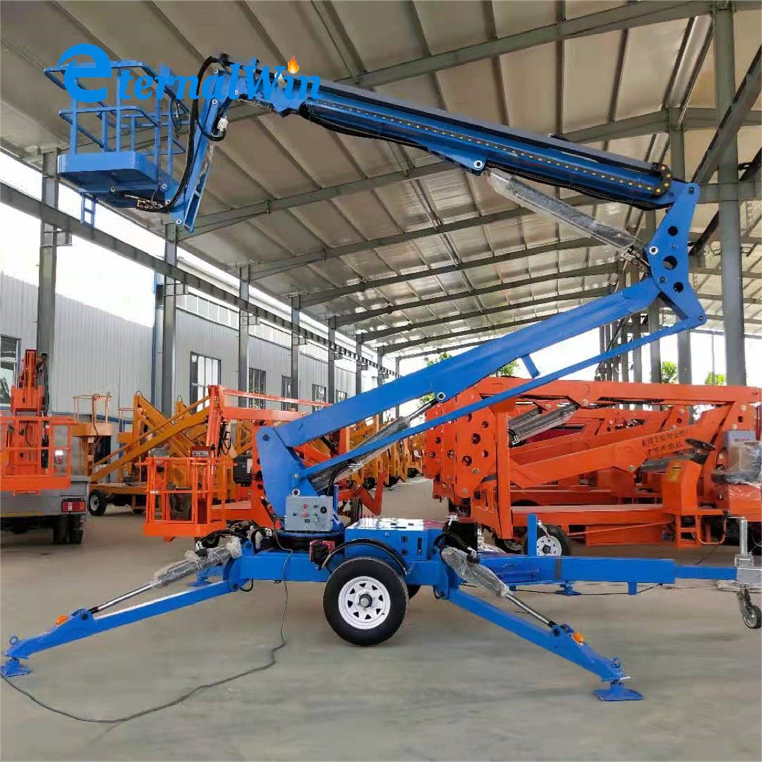 Aerial Manlift Trailer Mounted Cherry Picker Basket Lifting Work Platform Boom Lifter