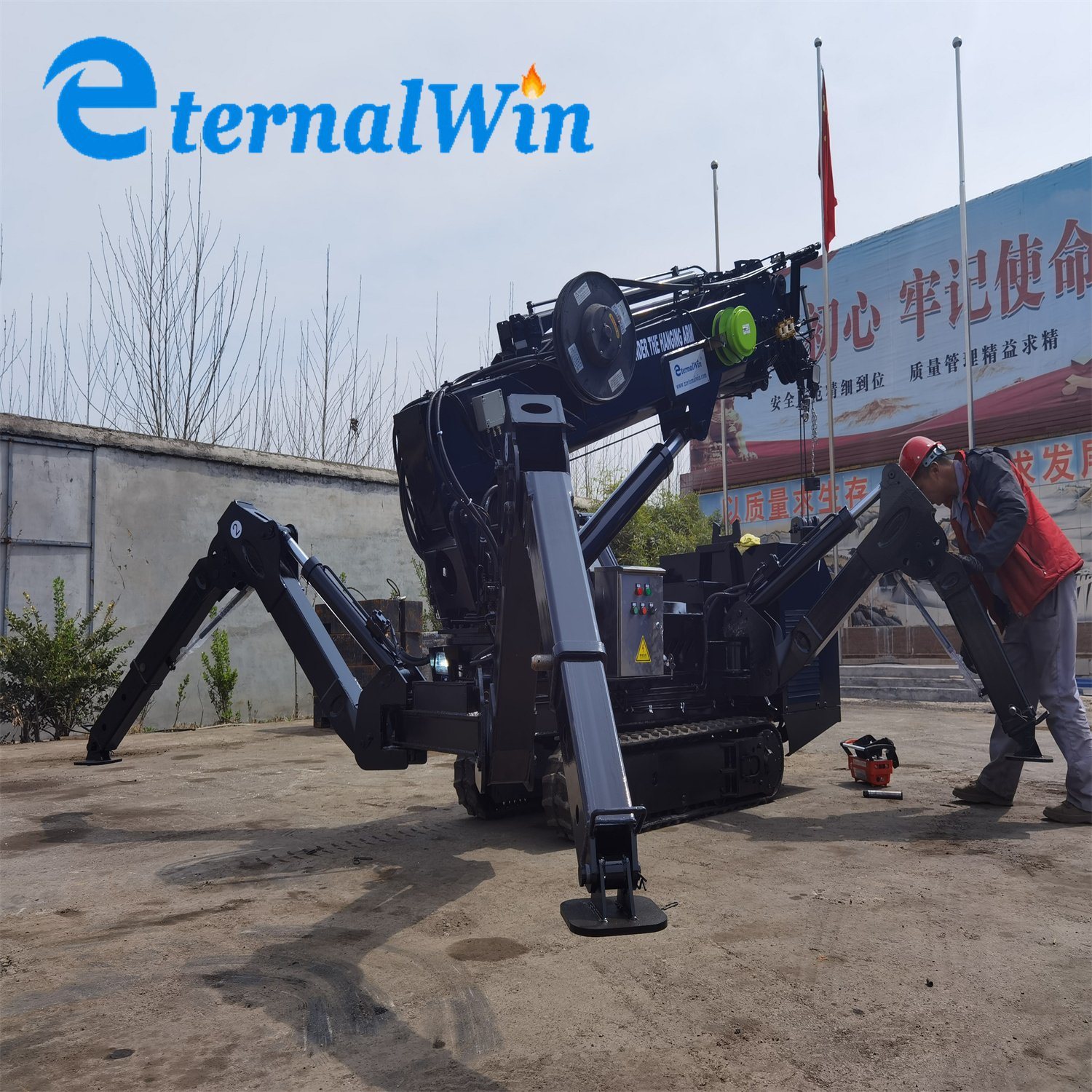 China 
                Brazos 3 toneladas de grúa eléctrica Mini araña negra con Fly Jib
             proveedor