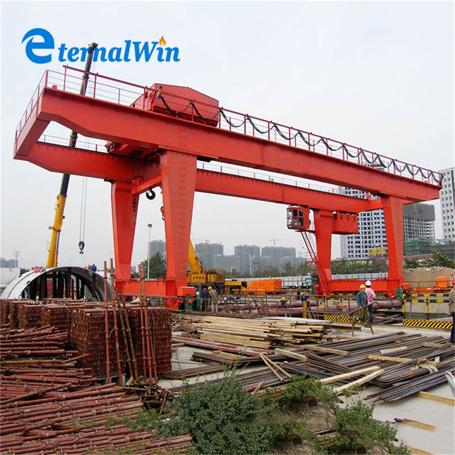 China 
                Customized Electric Hoist Double Beam Girder Gantry Crane with Wheels
             supplier