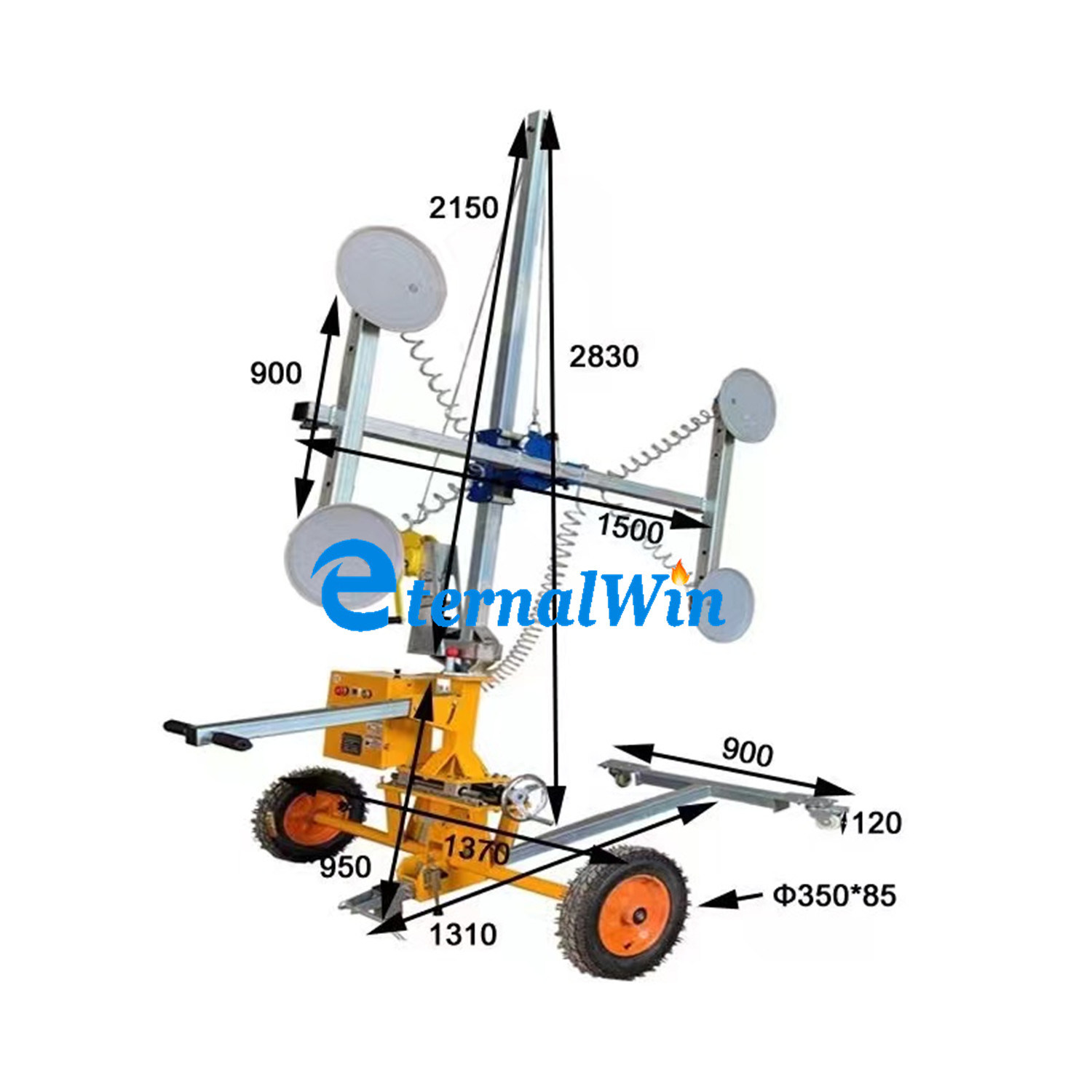 Electric Vacuum Cup Can Lift 200-400kg Manual Glass Lifting Trolley Lifter