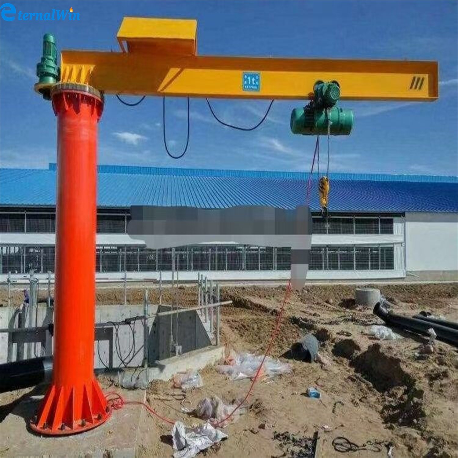 Foundation Mounted Cantilever Column Fixed Swing Slewing Jib Crane 5ton