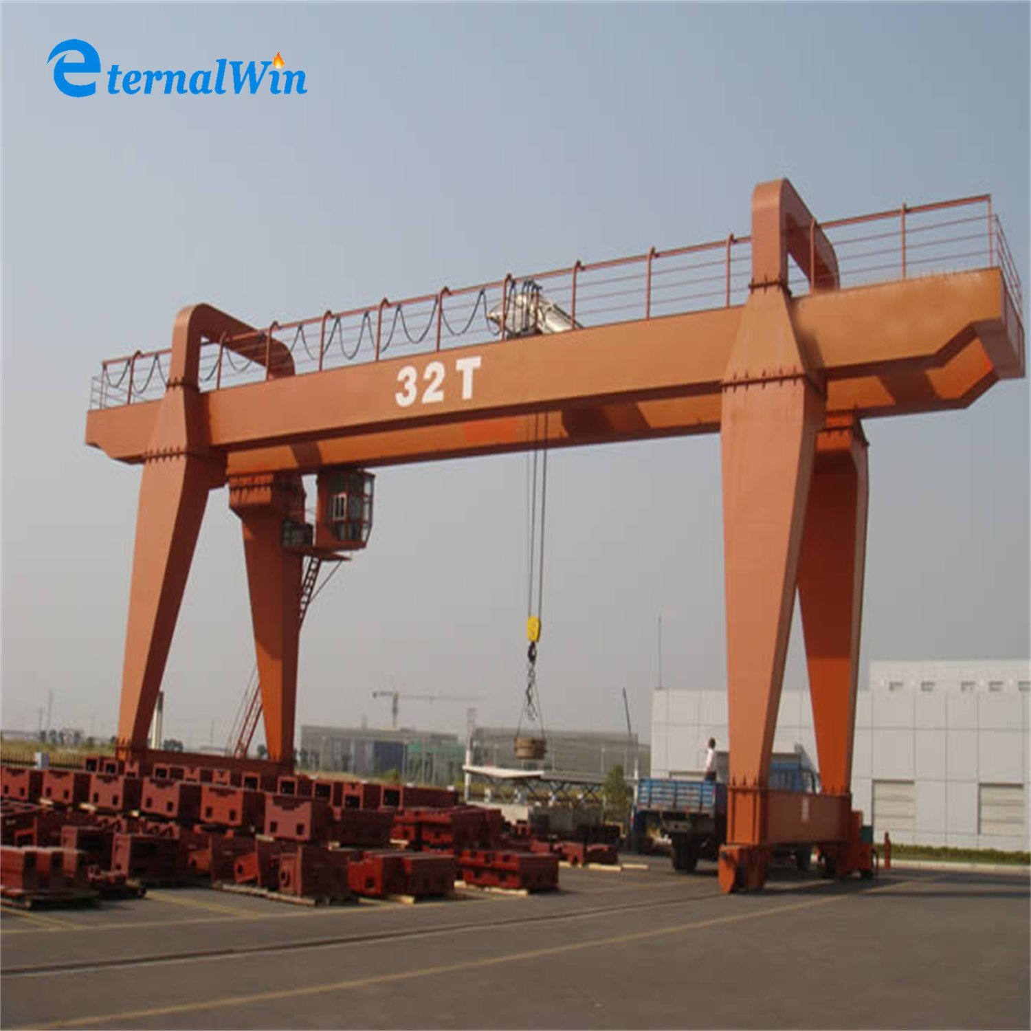 China 
                Heavy Duty 32t mg Type op rails gemonteerde Rtg Double Girder Goliath gantry kraan voor het hijsen van containers
             leverancier