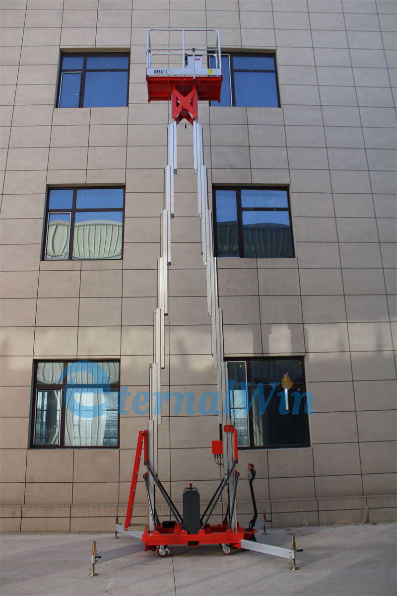 
                Antena Mini elevador de trabajo Single Doble Mástil vertical telescópico, plataforma elevadora de aleación de aluminio
            