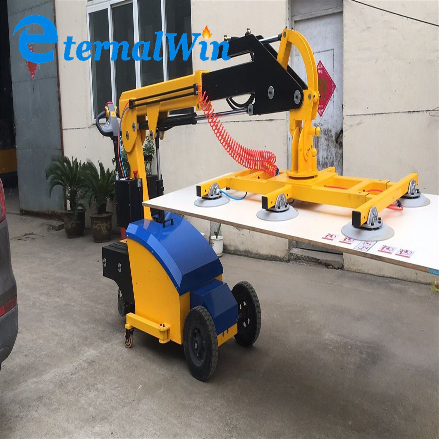 Mini Trailer Towable Boom Lift for Glass Installation Foldable Trolly