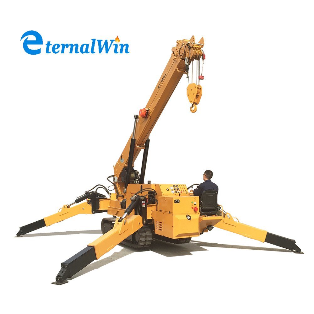 Narrow Space 3 Ton Mini Hydraulic 360 Degree Rotation Lifting Spider Crawler Crane