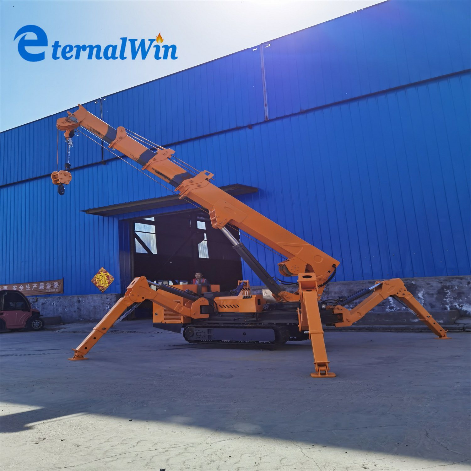 Narrow Space 3ton Portable Mini Telescopic Crawler Spider Crane with Fly Jib