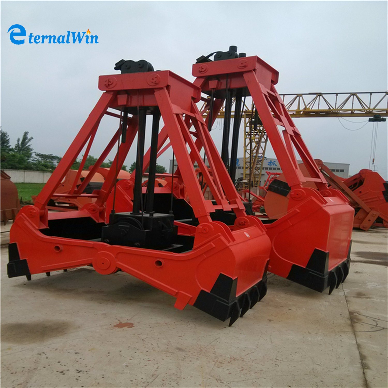 
                Workshop Double Girder Overhead Crane Spare Parts Radio Remote Control Clamshell Grab Bucket for Slag and Iron Powder
            