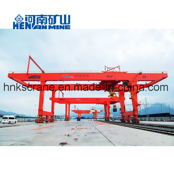 China 
                High Quality Heavy Duty Cabin Control Double Girder Rail Mounted Container Gantry Crane
             supplier