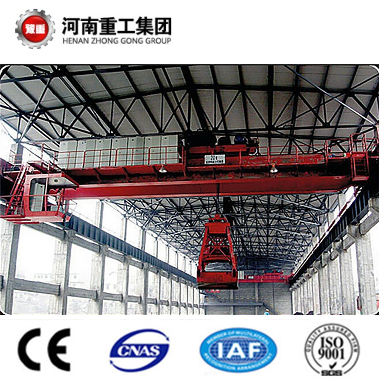 China 
                A6 Arbeitsklasse Doppelträger-Oberkran mit mechanischer/elektrischer Hydraulik Greifen Sie nach Wast/Kohle
             Lieferant