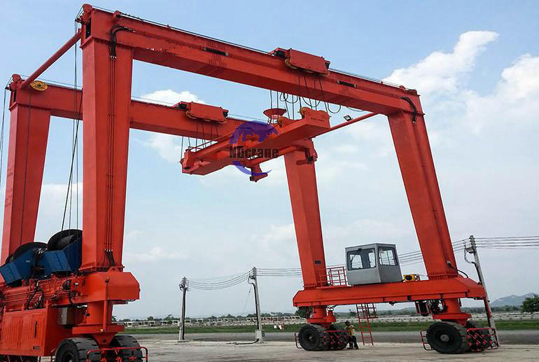 120t Cylinder Lifting Rubber Tyred Gantry Crane Steel Factory