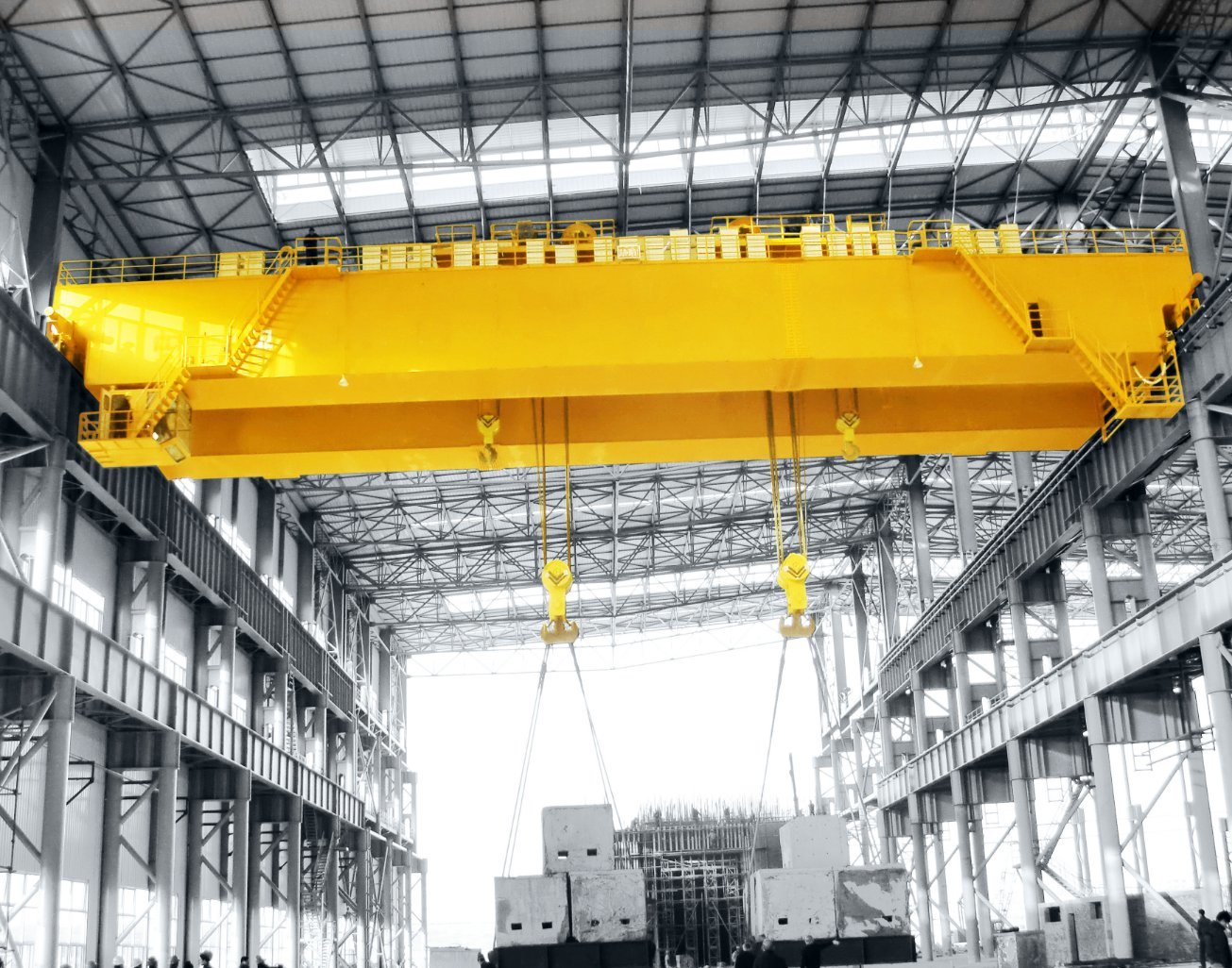 
                30 Ton Double Girder Beam Eot Overhead Traveling Crane with Top Running Bridge Hoist Trolley
            