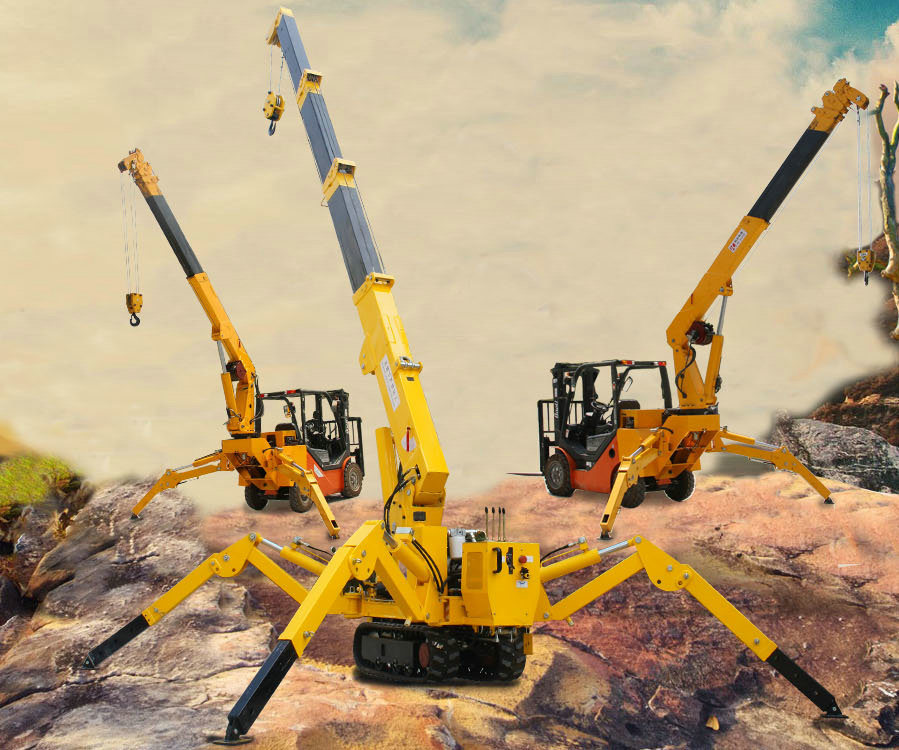 360 Degree Hydraulic 9.5m 3 Tons Foldable Mini Spider Crawler Crane Hoist for Sale