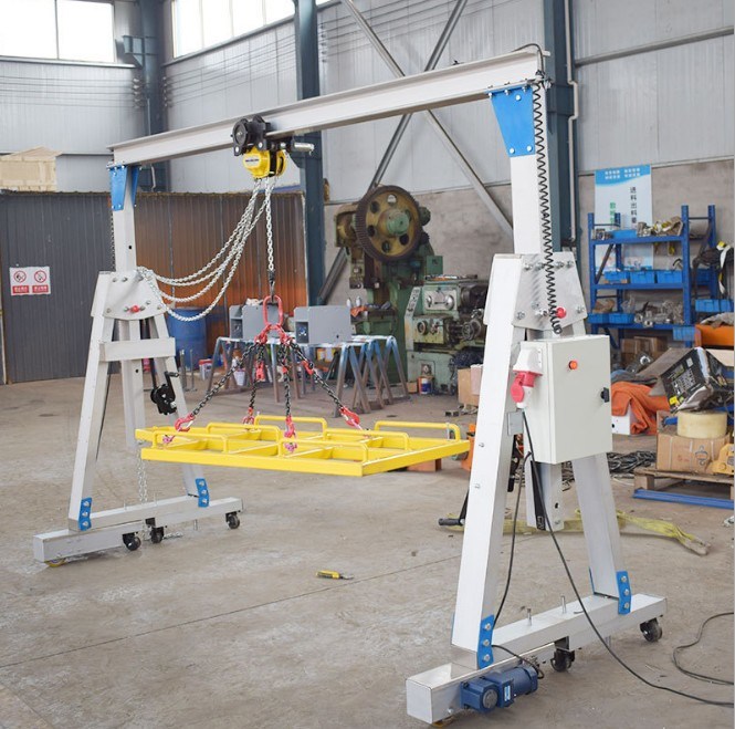 5000kg Hot Sale Small Warehouse Used Portable Mini Mobile Adjustable Lifting Aluminum Gantry Crane with Hand Chain Block