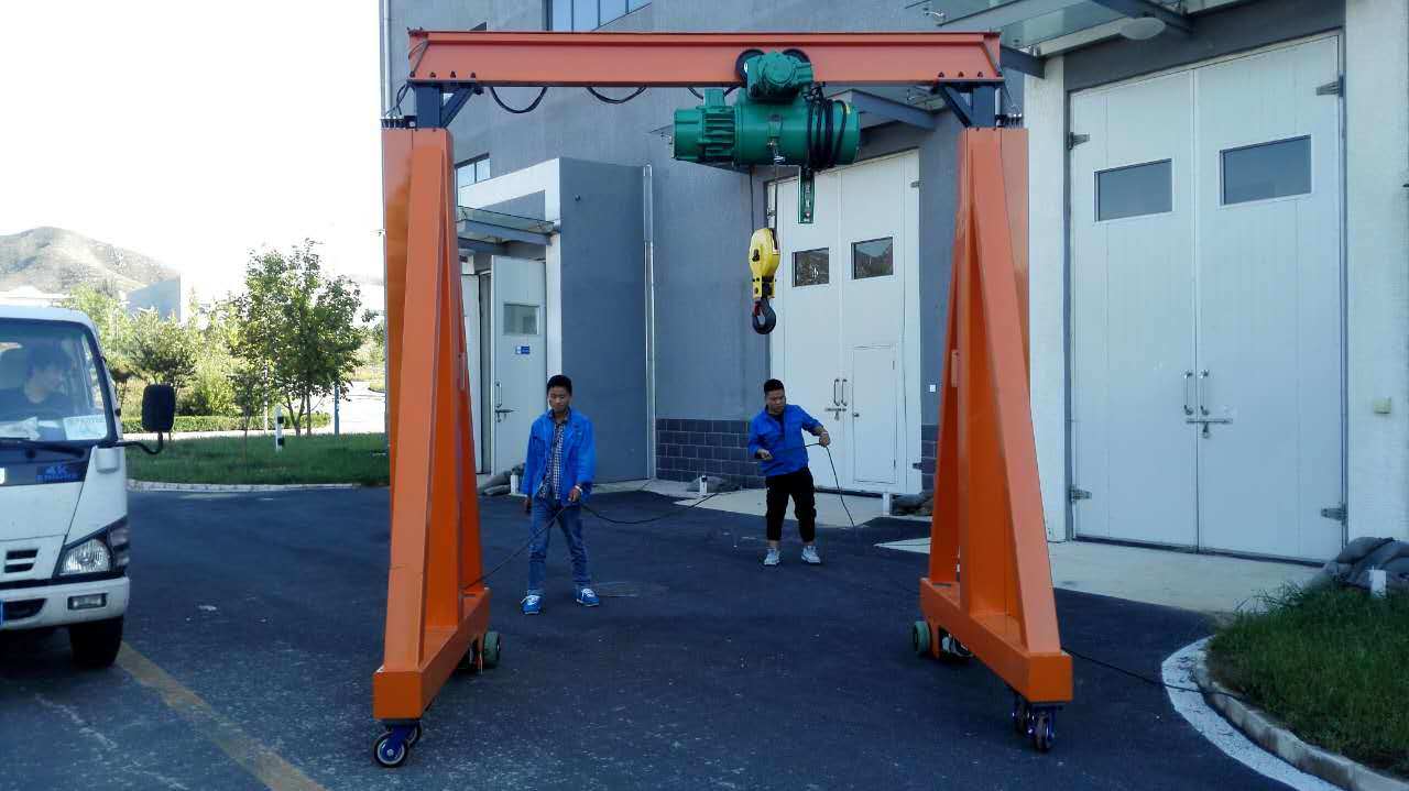 Manual Gantry Crane Height Adjustable with Electric Chain Hoist