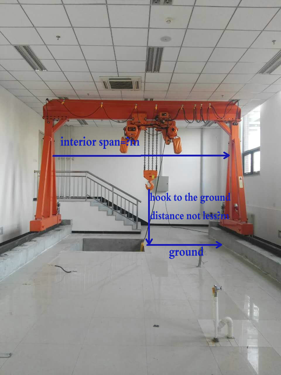 Single Girder Hoist Gantry Crane 10 Ton of Door Crane