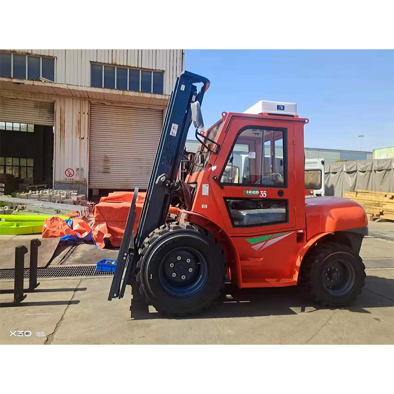 Heli 4WD 3.5t Rough Terrain Forklift with Cabin Cpcd35-W12