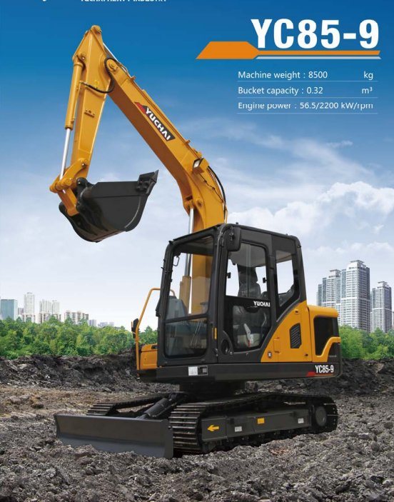 Hot Selling Yuchai Crawler Digger Yc85-9 8.5ton Excavator with Cheap Price