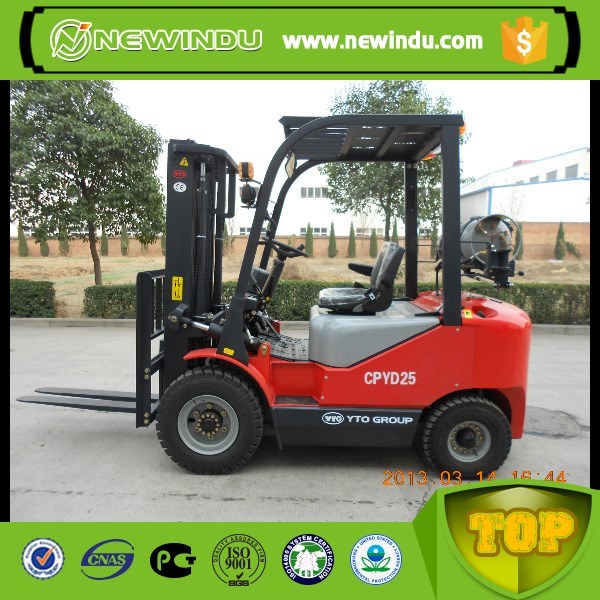 China Top Brand Yto 2.5ton Gasoline Forklift Cpyd25