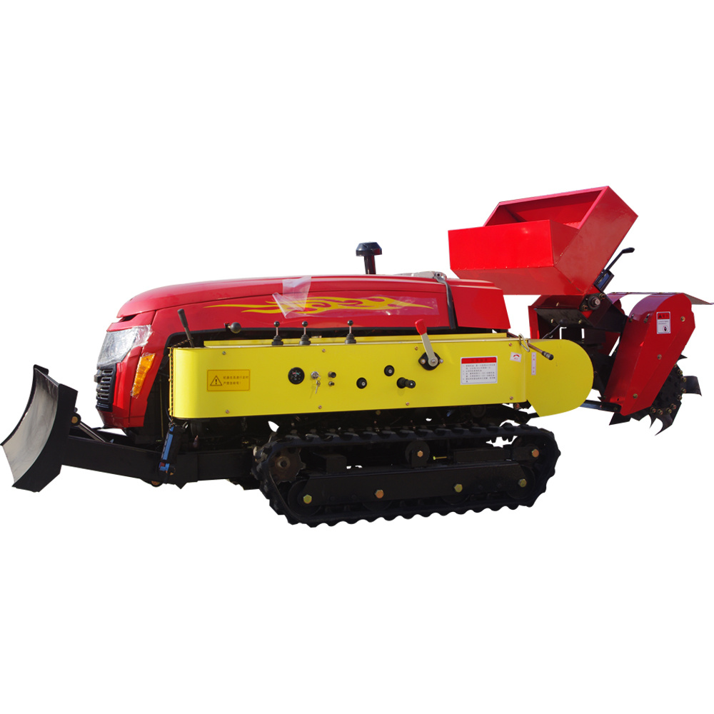 Diesel Engine Rubber Crawler Tractor Manual Cultivator Ploughing with Track for Swamp