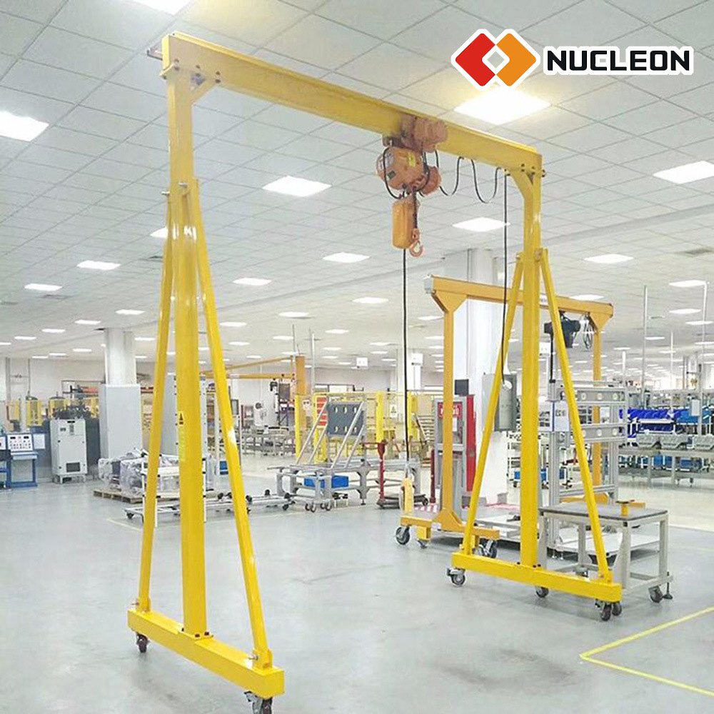 250kg 500kg 1 Ton 2 Ton 3 Ton 5 Ton Small Lightweight Portable Mobile Trackless a Frame Gantry Crane with Hoist Adjustable Height for Workshop