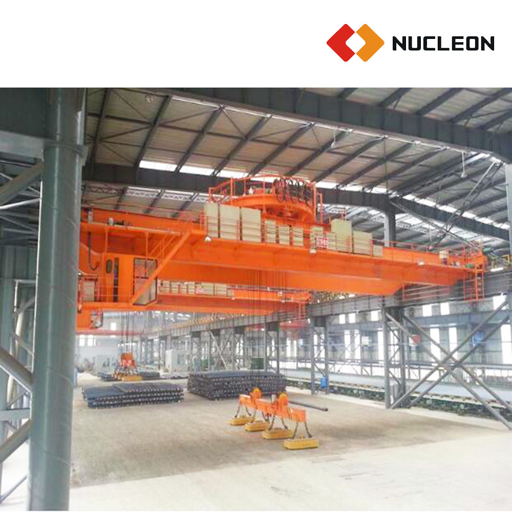 
                Heavy Duty Magnetic Overhead Travelling Crane 15 Ton with Double Winch Hoist for Steel Bar Rebar Lifting
            