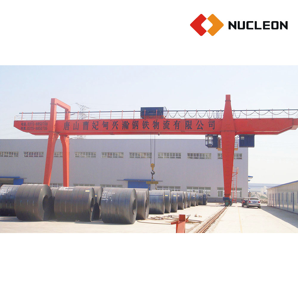 China 
                Heavy Duty Yard Rail Mounted 10 Ton Double Girder Gantry Crane with Cantilever Beam Large Span
             supplier