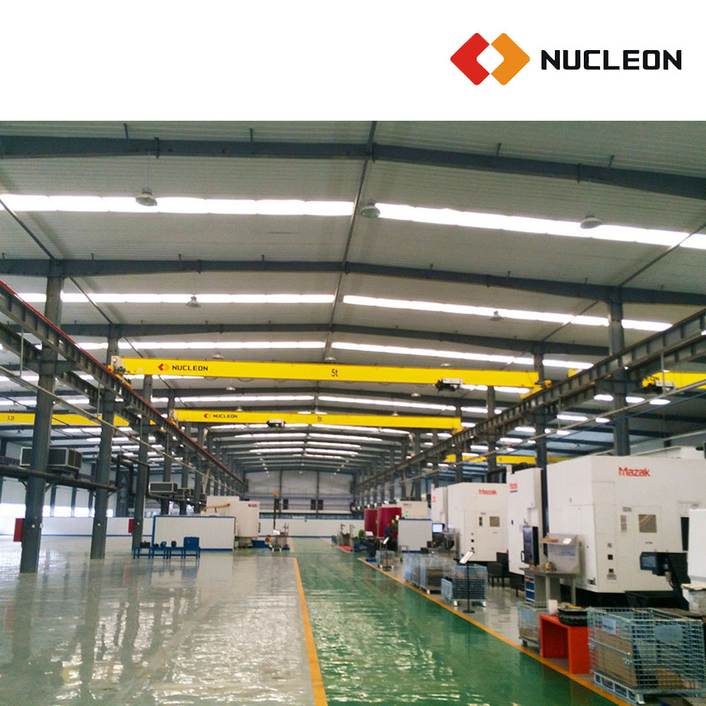 
                Nucleon 1-12.5톤 고정밀 성능 싱글 거더 기계 공구 숍용 크레인 머리 위 여행
            