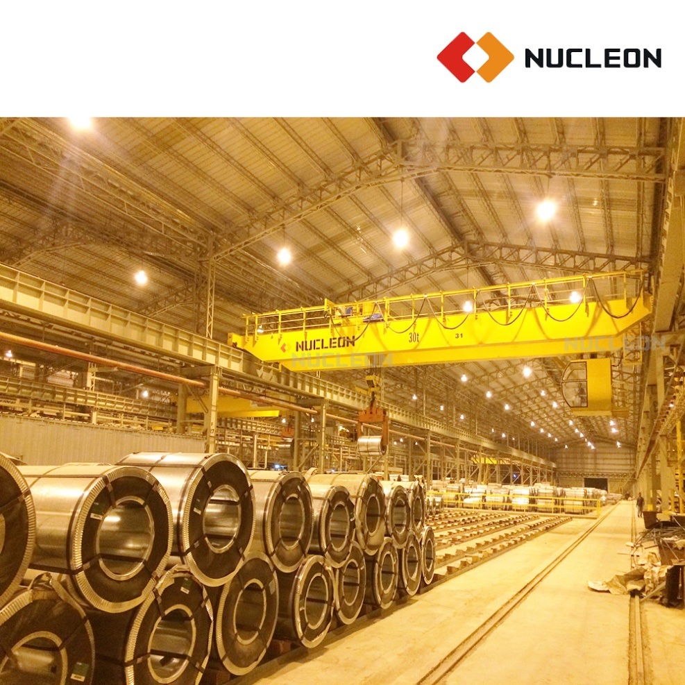 Nucleon 30 Ton Double Girder Electric Overhead Travelling Crane for Steel Coil Roll Lifting