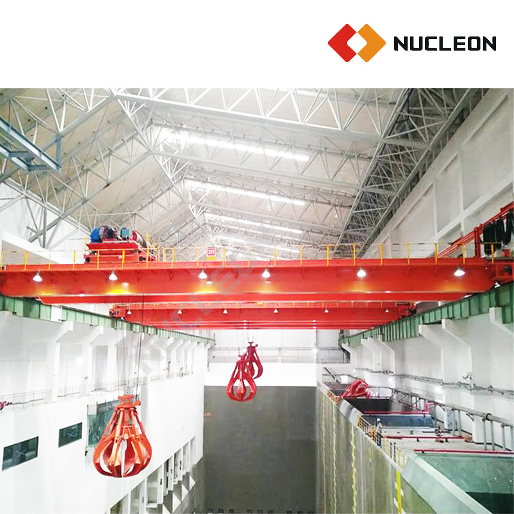
                Nucleon 5 - Hidráulica de 20 toneladas de sobrecarga de viga doble Grab viaja para rechazar la planta de procesamiento de la grúa
            