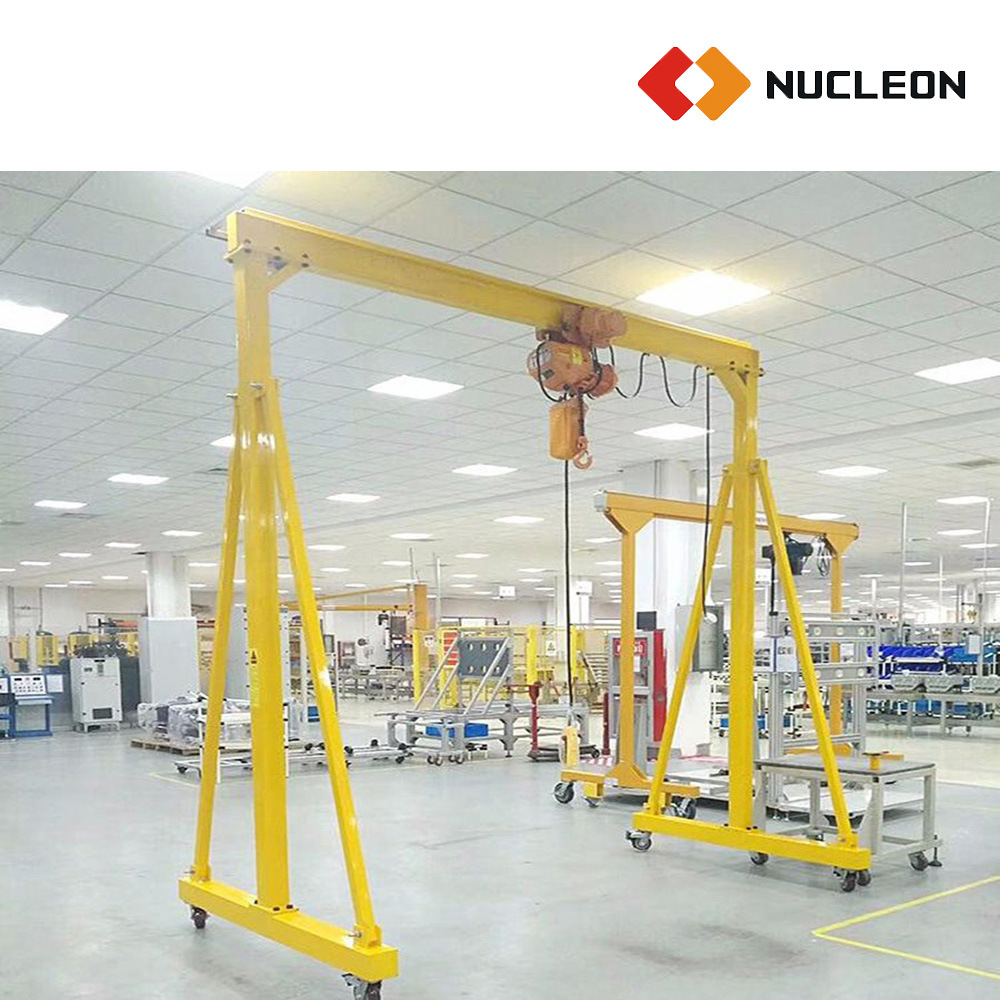 Nucleon 500 Kg 1 Ton 2 Ton 3 Ton 5 Ton Portable Mobile a Frame Gantry Crane with Caster Wheels for Pump Handling