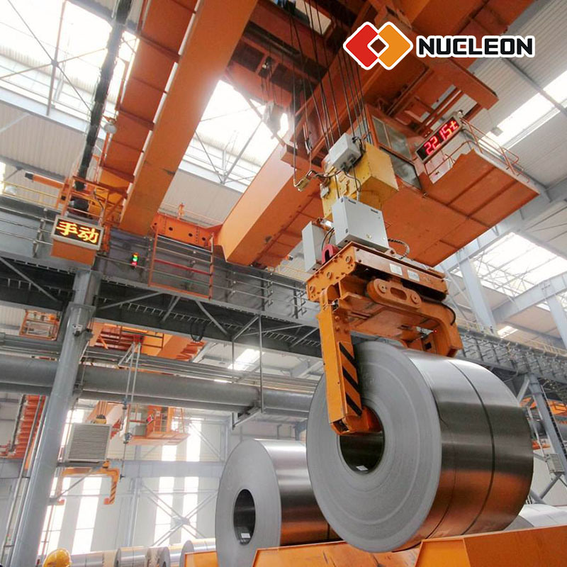 
                Nucleon High Performance 30t Double Girder Eot Crane with Coil Tong for Steel Coil Handling
            