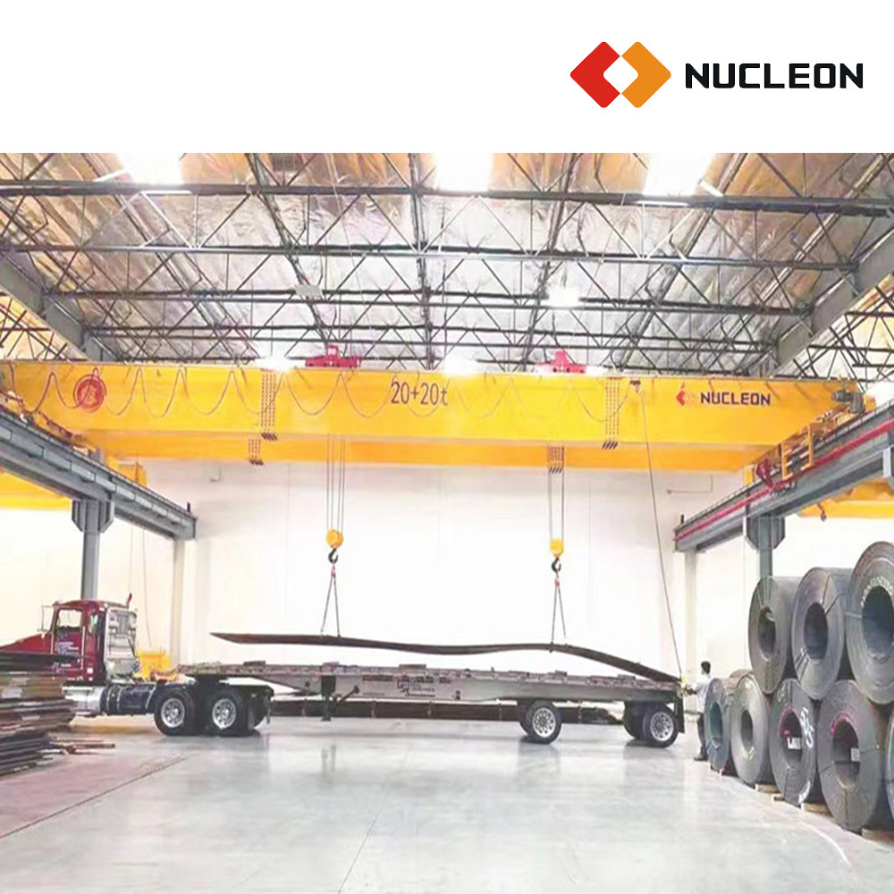 Nucleon High Performance Double Hoists Girder Eot Overhead Travelling Crane for Steel Bar Pipe Tube Rebar Lift