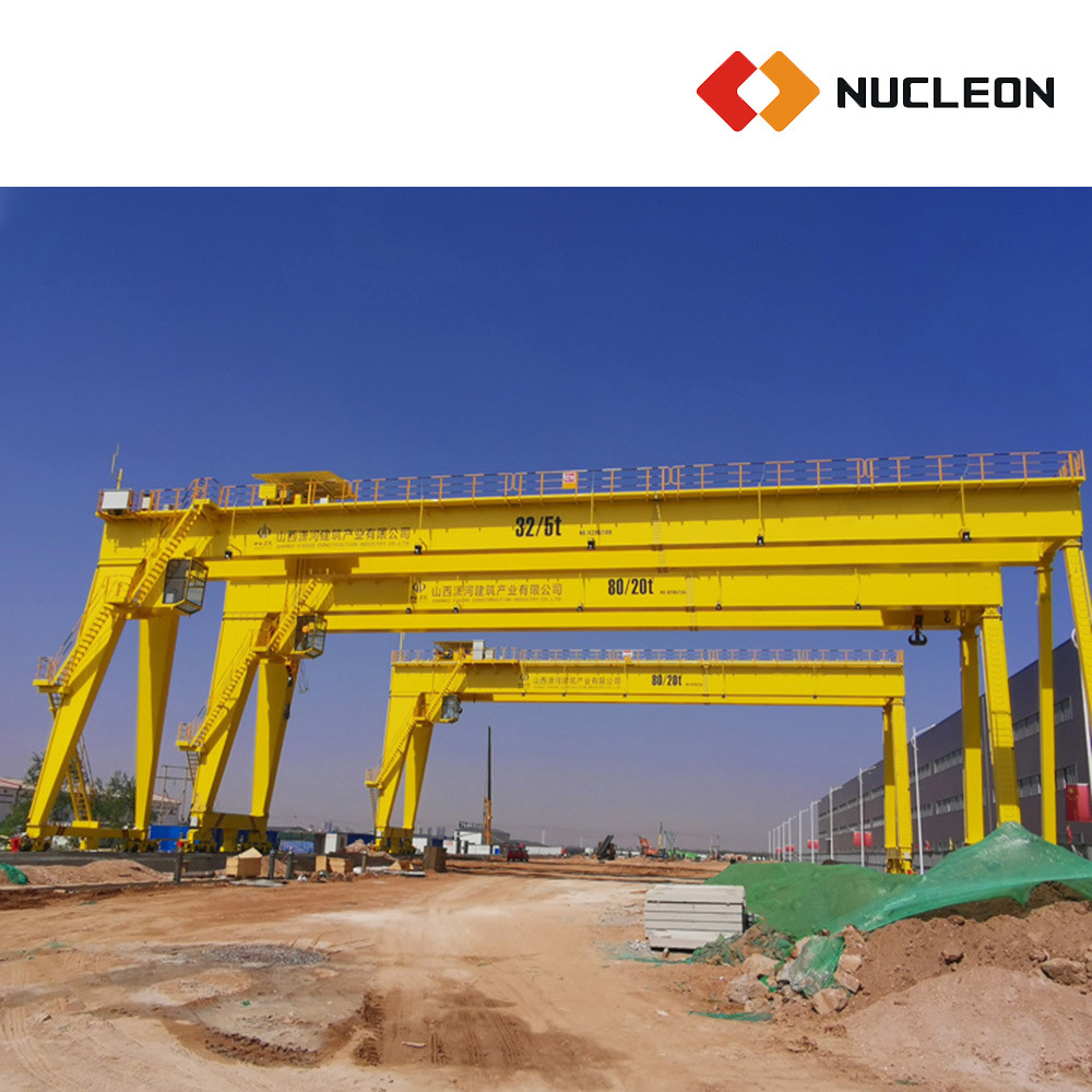 
                Nucleon High Quality 30ton Rail Mounted Goliath Bridge Gantry Crane for Concrete Beam Lifting
            
