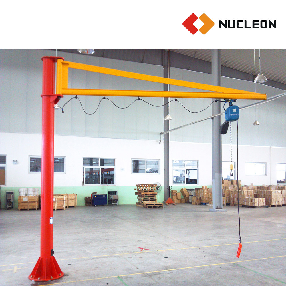 Nucleon High Quality Small Pillar Mounted Cantilever Arm Manual Slewing Jib Crane 500 Kg with Cable Hoist