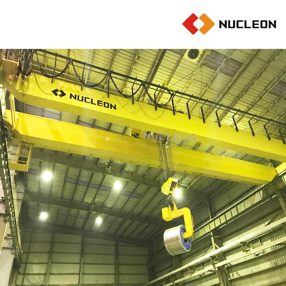 Nucleon Industrial Eot Double Girder Overhead Travelling Crane 30ton for Aluminum Coils Lifting with Tong