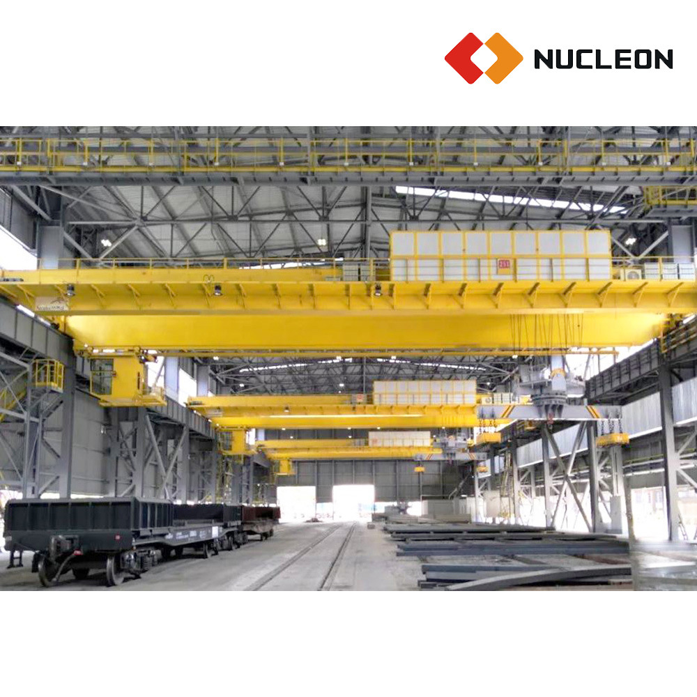 
                Nucleon M8 Heavy Duty Electromagnetic Double Girder Overhead Travelling Crane 12.5 Ton with Twin Winch Trolley Tandem Control
            