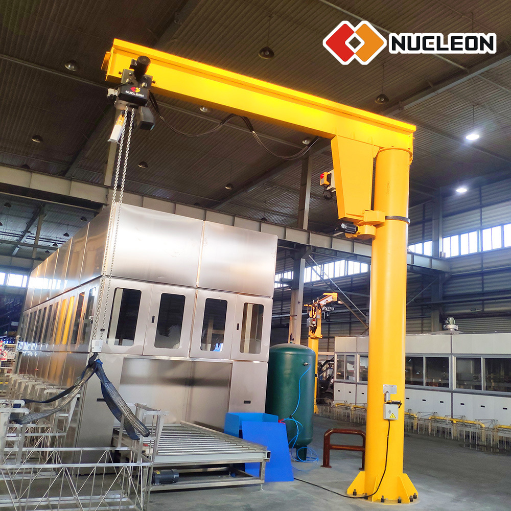 Pillar Column Mounted 300 Degree Light Duty Arm Slewing Jib Crane 0.5 T with Cable Hoist