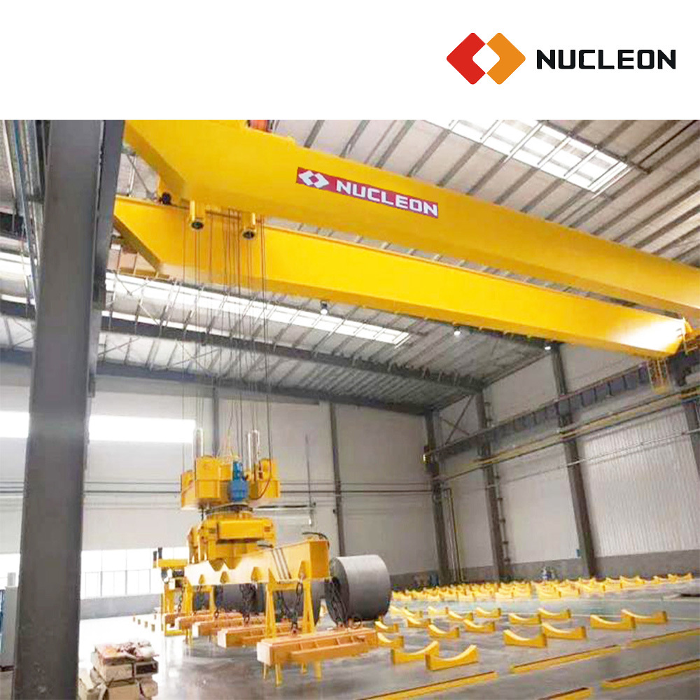 
                Steel Mill Heavy Duty Eot Double Girder Overhead Crane 10 Ton with Rotary Magnetic Beam for Rebar Shop
            