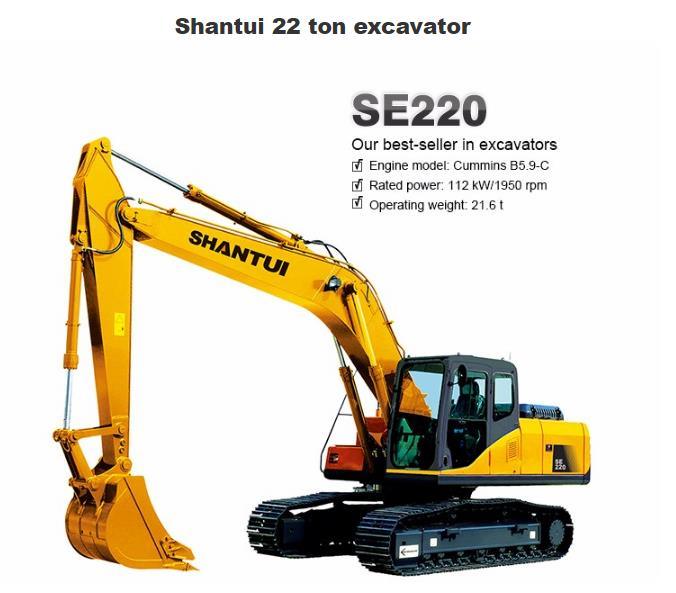 22 Ton Shantui Se220 Hydraulic Crawler Excavators Parts