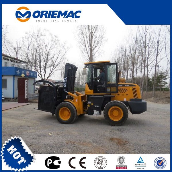 6 Ton Rough Terrain Forklift Yc60 with 3 Stage Mast