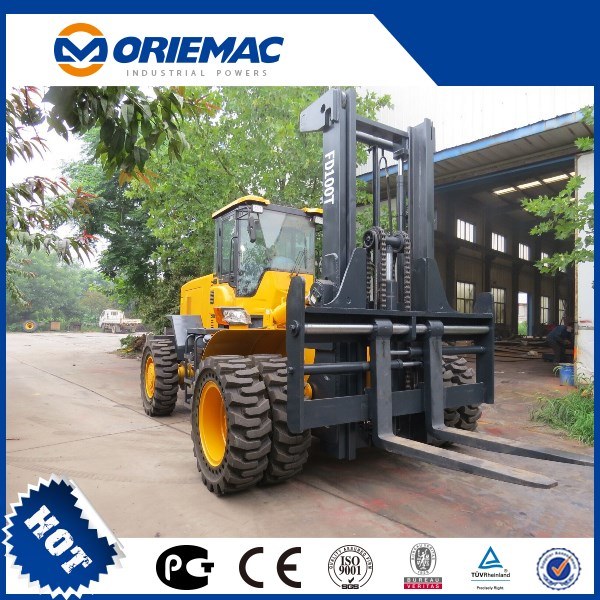 Yc100 Rough Terrain Forklift with 10 Ton Loading Capacity