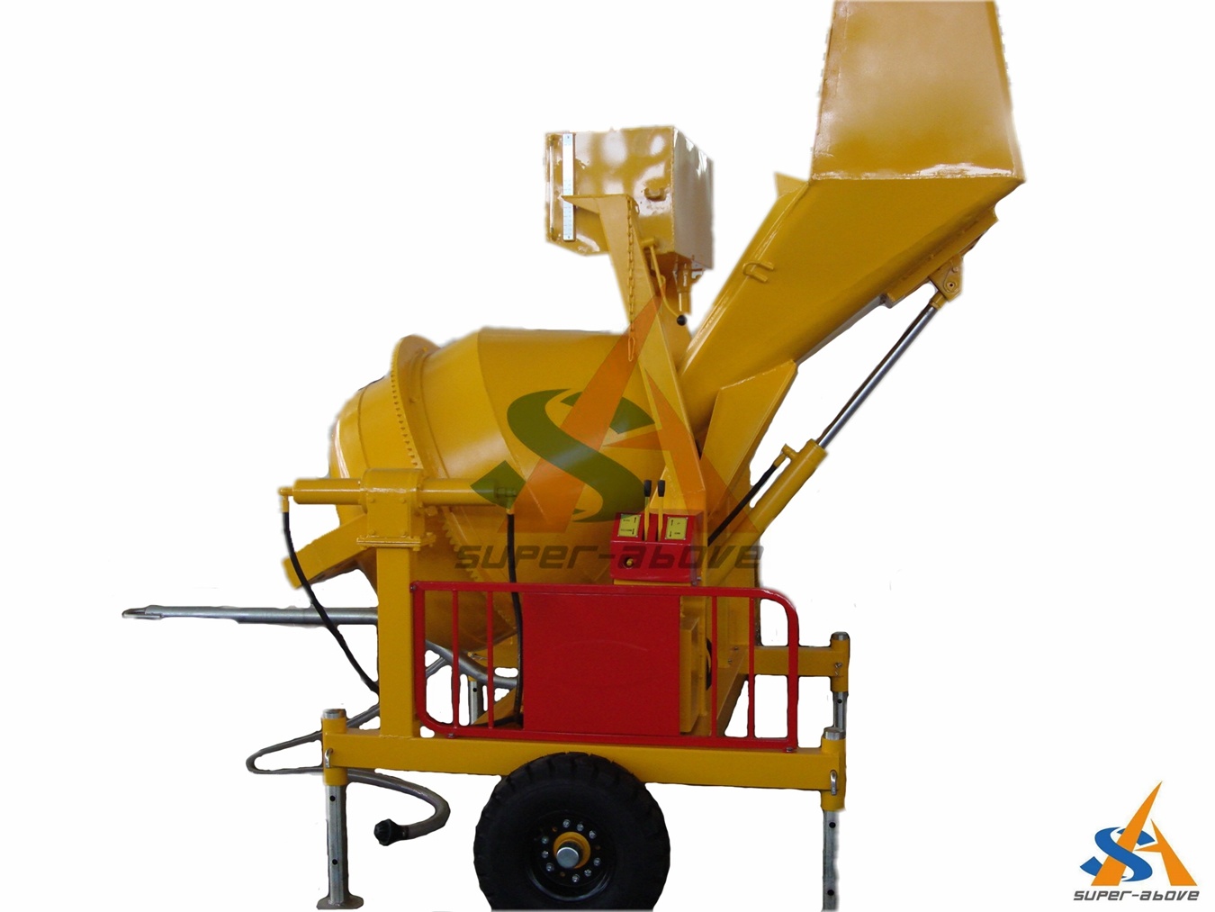 Concrete Mixer with Slide Hoisting Hopper